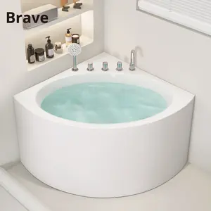 Guangan Small Triangle Fan-Shaped Acrylic Bathtub Mini <strong>Japanese</strong> Style Deep <strong>Soak</strong> Double Seat Massage <strong>Tub</strong> Corner 0.8-1.3m - Product Image 1