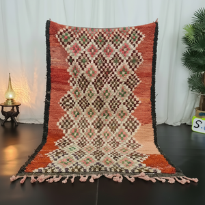 Tapis Boujaad marocain de haute qualité personnalisé rouge bohème authentique tapis fait main avec abstrait exportation directe inde - Product Image 1