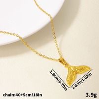 Collar con Colgante de Cola de Ballena en Acero Inoxidable 304 Chapado en Oro, Joyería Oceánica con Relieve Tallado Barroco para Chicas Elegantes