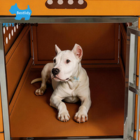 Cage de transport pliable pour chien, approuvée par les compagnies aériennes, en aluminium, à quatre roues, à double étage, avec chariot empilable pour avion