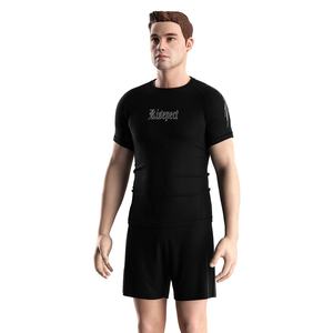 Rash Guard pour hommes chemises de Compression à manches courtes sans GI idéal pour BJJ <span class=keywords><strong>MMA</strong></span> lutte léger respirant élastique - Product Image 3