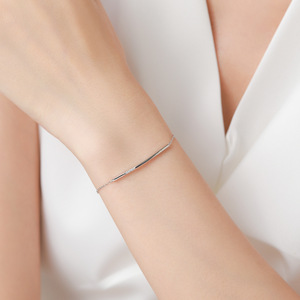 Bracelet chaîne ronde simple en argent sterling S925 motif souriant pour femme, bijou tendance personnalisable, version cuivre - Product Image 2