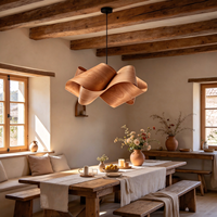 Lustre suspendu en bois avec lumière LED blanc chaud E26, abat-jour pour restaurant, hôtel, café, bar
