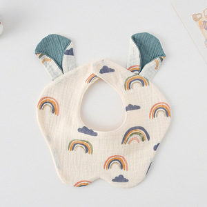 Hot Selling Baby Bibs Soft 100% Cotton 6-layers Absorbent Gauze Comfort Cute Rabbit Bear Ears Baby Saliva Towel