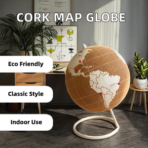 Globo Terráqueo de Corcho Ecológico con Soporte Metálico, Diseño Tradicional Giratorio de Primera Calidad, Decoración para Sala de Estar o Escritorio - Product Image 6