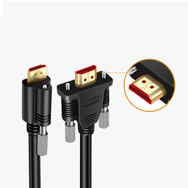 Hot Sale High Speed Locking HDMI Cable Screw Panel Control Male to Male Locking HDMI Cable With Screw