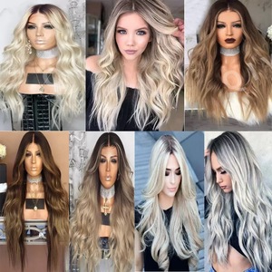 <span class=keywords><strong>Perruque</strong></span> HD 13x6 Ombrée Blond Thé au Lait avec Baby Hair Blond Cendré, Densité 200%, Pré-Épilée, Ondulée (Body Wave), Racines Brunes, Cheveux Humains pour Femmes - Product Image 5
