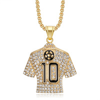 Kalung Liontin Jersey Sepak Bola Geometris Berlapis Emas 18K Stainless Steel dengan Zirconia Kubik Nomor 10 Perhiasan Fashion Berkualitas Tinggi