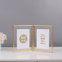 Cadre Photo en métal Transparent pliable, personnalisé avec 2 ouvertes, Table de bureau, cadre Photo