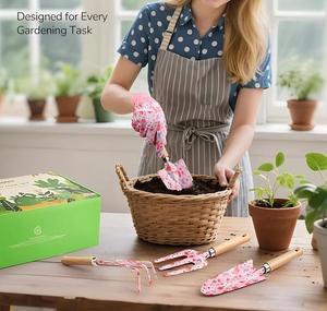 <b>Gardening</b> Tools Gift Set for Women Heavy-Duty Tools and sunhat with Floral Organizer <b>Bag</b> - Product Image 5