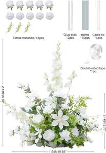 Arche de fleurs artificielles personnalisables en gypsophile, chemin de table floral, centres de table artificiels en roses pour la décoration de table de mariage - Product Image 4