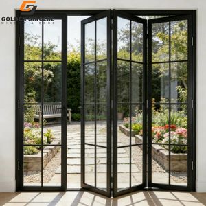 Puerta Plegable Interior de Aluminio GS con Malla de Acero Inoxidable y Panel de Vidrio Simple - Product Image 4