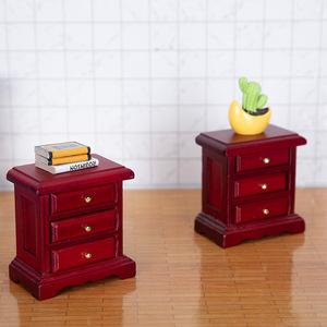 1:12 Mini DIY juguete casa de muñecas muebles modelo 1:12 Mini casa de muñecas dormitorio tres compartimentos mesita de noche artesanías de madera - Product Image 4