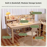 Bureau d'ordinateur en bois massif à hauteur réglable avec étagère et chaise pour le bureau à domicile et l'apprentissage des étudiants