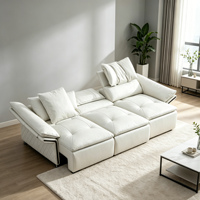 Sofá Cama Eléctrico de Cuero Genuino de Tres Plazas, Moderno, Plegable y Reclinable, Multifuncional, Ahorra Espacio, para Sala de Estar o Dormitorio