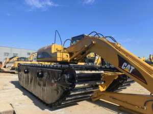 Excavatrice amphibie Caterpillar Cat 320C 320CL d'occasion avec grandes flottues pour zones boueuses - Product Image 5