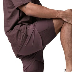 Shorts double couche à séchage rapide, extensibles et respirants, 2-en-1, pour la course, la gym, l'entraînement, avec doublure de compression intérieure, pour adultes - Product Image 5