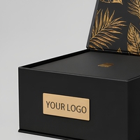 Boîte cadeau rigide noire mate de luxe, logo personnalisé, boîte d'emballage en papier pliable magnétique pour cadeau et artisanat