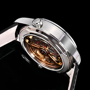 Édition personnalisée, montre unisexe de luxe à double fuseau horaire, réserve de marche jour/nuit, cristal saphir lumineux, boîtier argenté, cadran blanc - Product Image 3