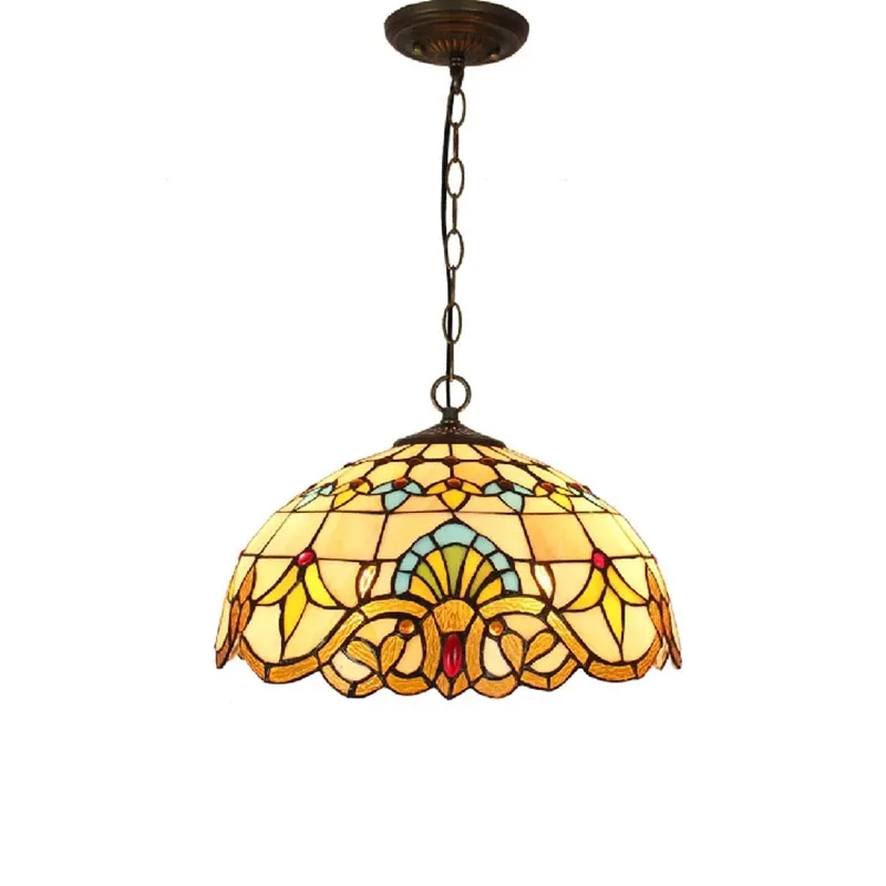 Nuova vendita diretta in fabbrica lampadario a LED illuminazione a catena in vetro colorato apparecchio sospeso lampade a sospensione Tiffany vittoriane
