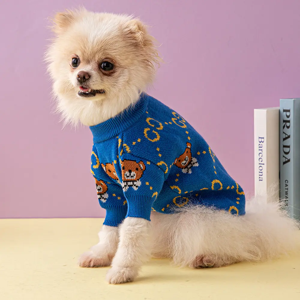 High Quality Stocked Pet Kitted Sweater Lovely Cute Bear Patterns Puppy Cute Wholesale Sweater