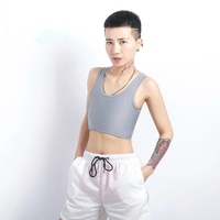 OEM Service Lesbian Sportswear Poitrine Poitrine Reliure Trans Crop Top Plat Reliure Les Corset Stretch Body Shaping Boucle