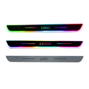 Novo atualizado Touch Key Threshold Light Logotipo personalizado Car Threshold Scuff Placa Pedal Proteção Strip Bloom Iluminação ambiente