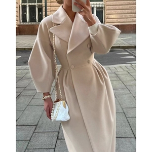 New Retro Court Style <b>Lantern</b> Sleeve Women's <b>Large</b> Lapel Long Coat Fashion - Product Image 6
