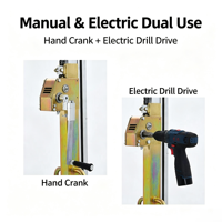 Outil de levage portable en acier au carbone, entraînement par chaîne, autobloquant, manuel et électrique, double usage, 2 bases, 4 roues