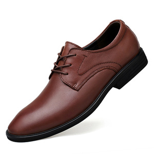 Chaussures en cuir formelles pour hommes, à bout carré et à lacets, idéales pour les mariages et les bureaux. Ils sont antidérapants et respirants au printemps - Product Image 1