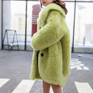 Warm Winter Kids <strong>Coat</strong> Cute Baby Girl Furry <strong>Coat</strong> <strong>Children</strong> Clothes Designer Knee Length Genuine Sheep <strong>Fur</strong> Kids Winter Jacket - Product Image 2
