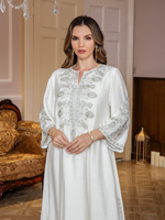 Nouvelle Abaya élégante pour femmes musulmanes, style Dubaï, broderie à la corde, manches trois-quarts, longueur MAXI, motif floral, ourlet évasé