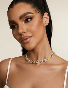 Collar de Lujo con Incrustaciones de Circonitas Brillantes en Forma Circular, Chapado en Plata, Estilo Nicho, Color Dopamina, para Uso Diario de Mujeres - Product Image 2