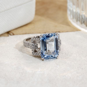 แหวนทองคำ 14K ดีไซน์แฟชั่นประดับพลอยอะความารีนสำหรับผู้หญิง Messi Jewelry รุ่น MSR-1691 - Product Image 2