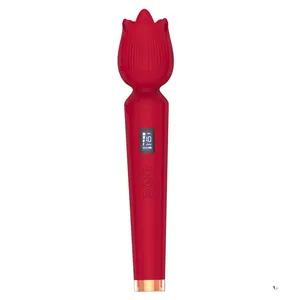 Commercio all'ingrosso 30cm big power magic body AV wand massager USB ricaricabile vibrante giocattolo del sesso vibratore rosa con lingua per le donne