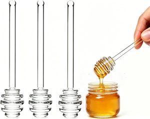 Cuillère à miel portable minimaliste écologique personnalisée en verre borosilicate de 3 pouces avec agitateur et bâtonnets à miel pour cadeaux d'affaires - Product Image 1