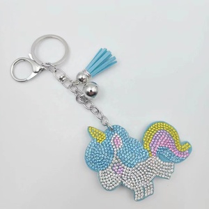 Creative Diamond Cartoon <b>Keyring</b> Multi-colored <b>Unicorn</b> Keychain Cute Bling Crystal Rhinestone Pendant Keychain - Product Image 3