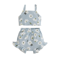 Ensembles décontractés pour bébés filles, imprimés floraux avec short à volants, vêtements d'été pour tout-petits, 2 pièces