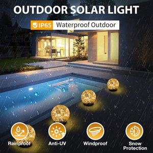 Lámpara Solar de Jardín OEM con Sensor de Luz, Impermeable, LED, Esfera de Cristal Agrietado, para Caminos, WD-0062 - Product Image 4