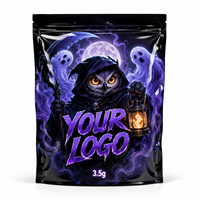 Sachet Mylar personnalisé 3,5g Za Pack avec logo personnalisé, pochette brillante refermable, motif hibou fantôme et démon, sac d'emballage de dessin animé