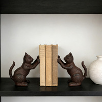 Serre-livres décoratifs en fonte en forme de chat, supports de livres en métal pour étagères, bureaux, chambres