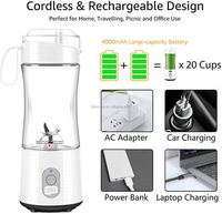 BSCI Fabriek 4000mAh TYPE C Oplaadbare Draagbare Blender met Tuit en Drinkdeksel Fruitpers Pure Blender Reistas 380ml USB Blender
