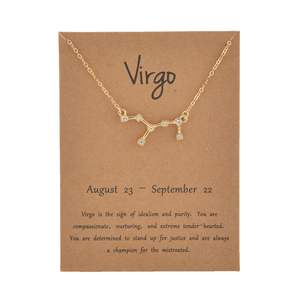 Collier personnalisé OEM plaqué or avec pendentif étoile en strass, signe du zodiaque, collier ras du cou, horoscope, carte de vœux, astrologie - Product Image 6