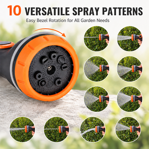 Pistolet d'arrosage manuel réglable 10 fonctions pour tuyau d'arrosage de jardin, pulvérisateur d'eau pour l'arrosage de pelouse, le lavage de voiture et la douche des animaux - Product Image 2