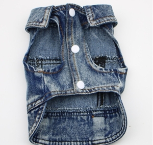 Venta al por mayor ropa para mascotas chaqueta vaquera chaleco para mascotas camisas monos azules abrigo de mezclilla chaqueta para perro para cachorro <span class=keywords><strong>pequeño</strong></span> - Product Image 3