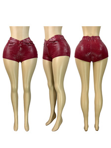 Completo da donna in <span class=keywords><strong>pelle</strong></span> PU 2026: Top corto e pantaloncini in <span class=keywords><strong>pelle</strong></span> PU, set due pezzi Y2K per il tempo libero, abbigliamento femminile - Product Image 6