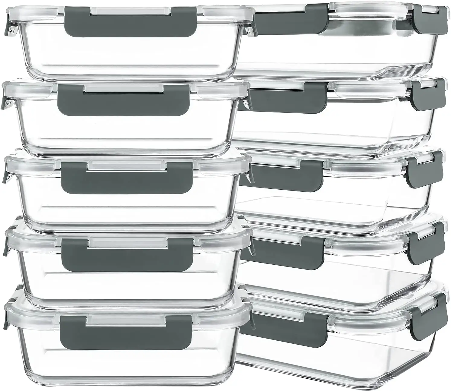 Contenedores de vidrio para comida, contenedores de almacenamiento de comida de vidrio con tapas, cajas de almuerzo herméticas de 30 oz