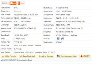 MT236FHM-N10 Giá Rẻ BOE Bảng Hiển Thị 23.6 Inch Mô-đun Màn Hình <span class=keywords><strong>Lcd</strong></span> Ips Full Hd 1920*1080 Edp 92pin Tft - Product Image 3