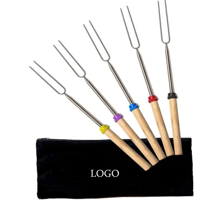 Marshmallow Roasting Sticks - Smores Skewers for Fire Pit Kit - Hot Dog Camping Campfire Marshmellow 32 Inch Long Fork - 5 Pack