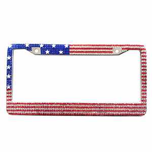 Bling <b>Frame</b> Rhinestone Usa Flag <b>License</b> Plate <b>Frames</b> for Men Patriot Personalized Crystal Stainless Steel Car Plat - Product Image 2